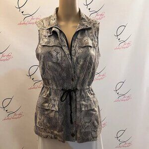 A M X. Size Small. Faux Reptile. Tie Belt. Vest. Zip and Snap Closure. B51